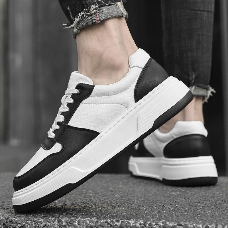 Men Shoes Lace Up Soft Genuine Leather Casual Outdoor Shoes Black White Breathable Adult Anti Slip Camping Footwear Male Shoes