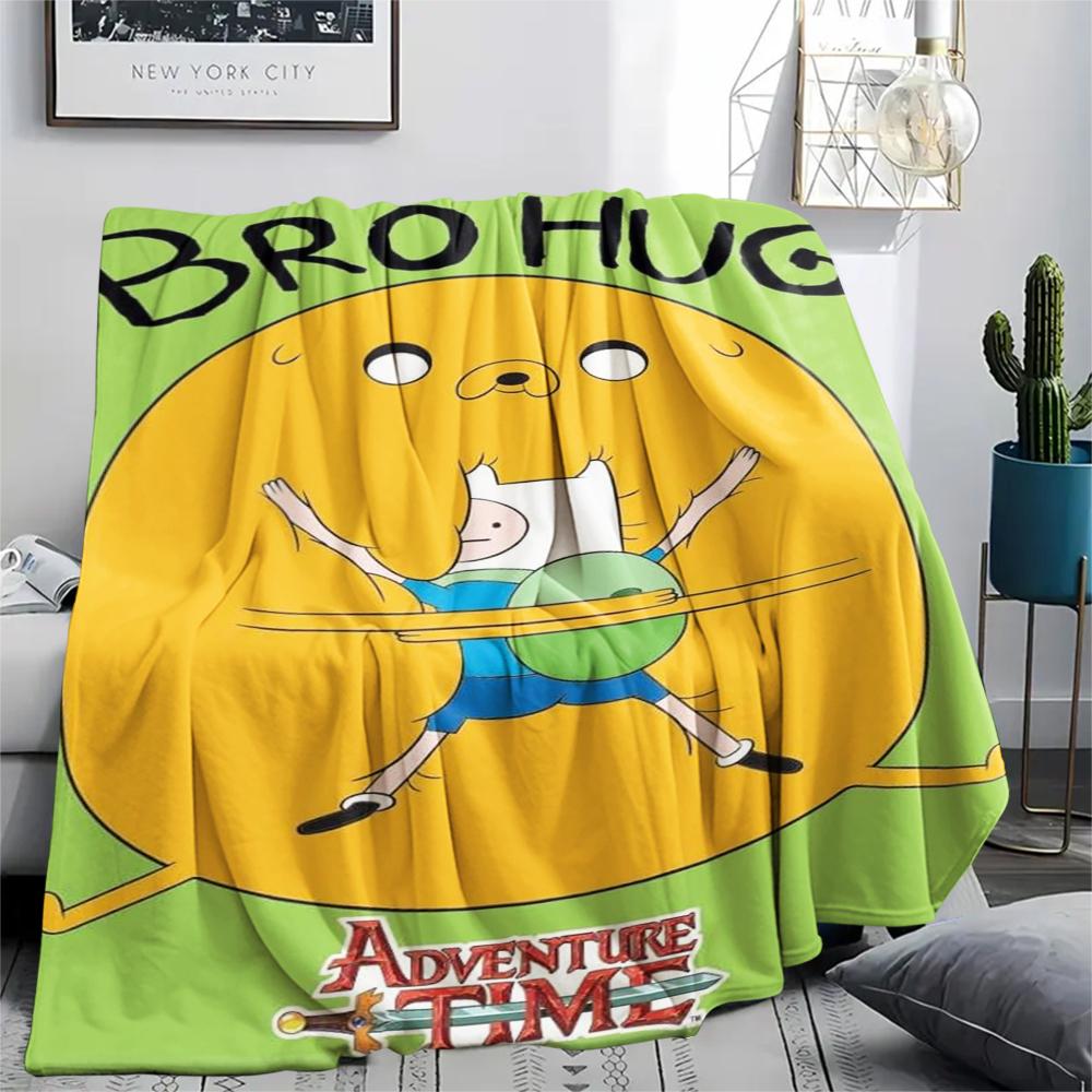 1Pc Adventure Time Print Flannel Blanket, High quality Comfortable for All Seasons, Home Decor, Warmth and Comfort, Perfect for Christmas Gifts 03