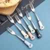 Cute Cartoon Cat Paw Fruit Fork Food Grade Stainless Steel Edges Mirror Polished Portable Tableware Fork For Adults Kids School
