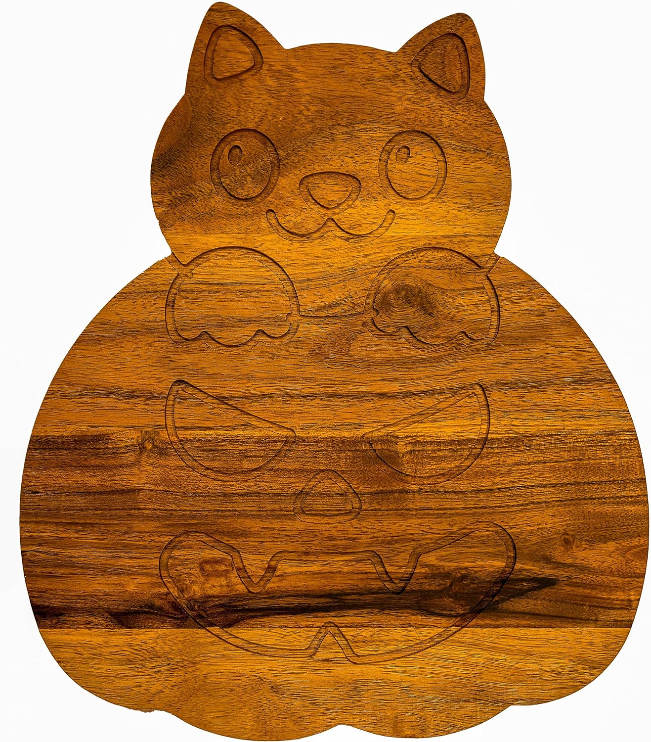 

Милая разделочная доска из акации с изображением тыквы и кота на Хэллоуин с канавками для праздничного декора и подноса для подачи закусок (13,75 Д x 11,65 Ш) Large коричневый