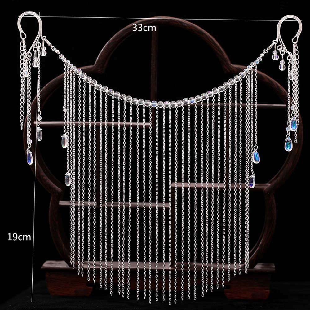 Women Ancient Style Zinc Zinc Alloy Chain Hair Accessories Hanfu Headdress Tassel Veil Cover Face Jewelry