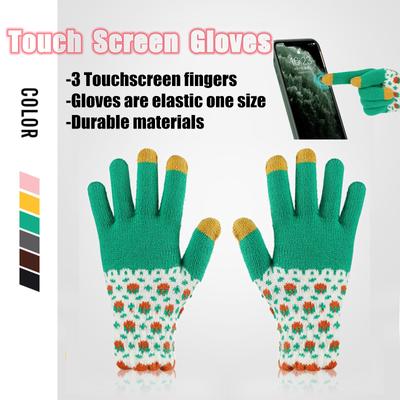 Unisex Winter Cashmere Knit Silicone Non- Thicken Warm Fleece Gloves