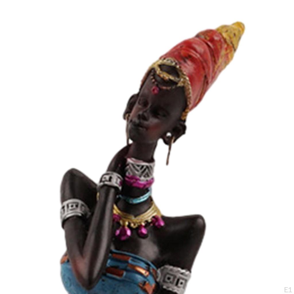 African Lady Statue, Tabletop Sculpture, Lightweight Woman Figurine, for