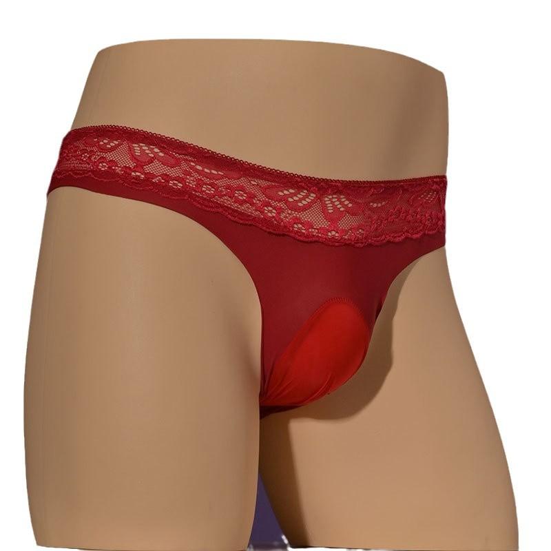 Mutandine di Pizzo Taglia Grande Sissy Pouch da Uomo Lingerie Slip Intimo Elastico a Vita Bassa in Seta Ghiacciata Uomo Gay Morbido Comodo Slip