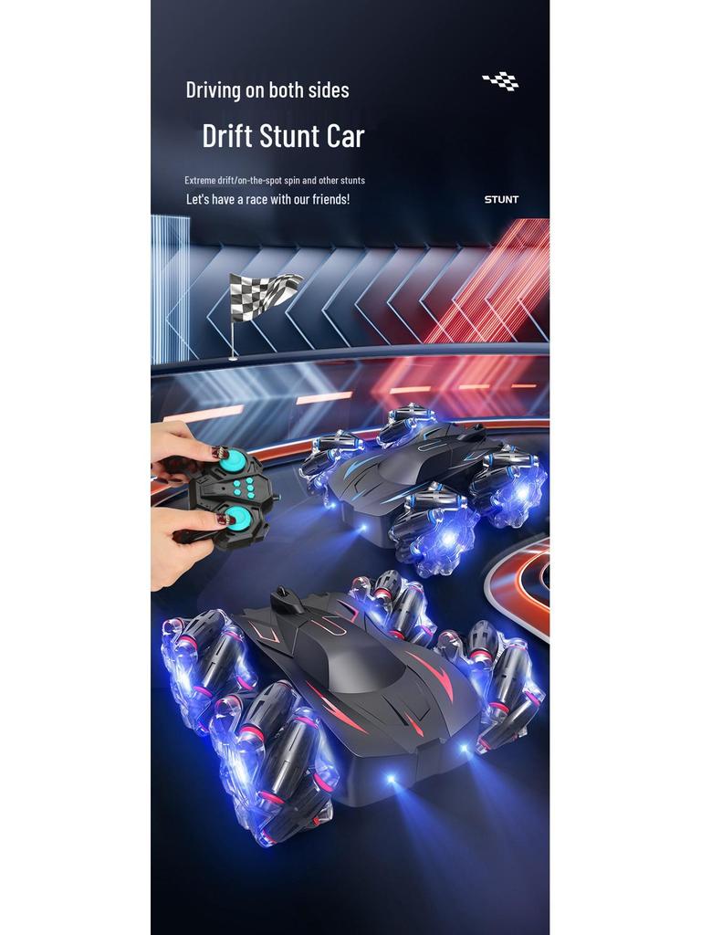 2.4G Remote Control Double-Sided Stunt Car: Flip, Drift, Four-Wheel Drive Tumbling Toy for Kids