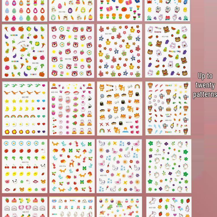 Luminous Cartoon Rabbit Nail Stickers for Kids - Fluorescent Nail Tips & Decorations