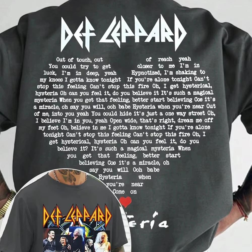 2026 Unisex Clothing Cotton Normcore Tshirt Def Leppard Band Hipster Retro Streetwear Unisex Fashion Oversized Women's Casual Shirt