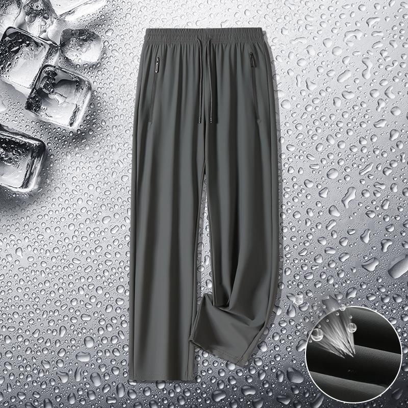 

Повседневные брюки из ледяного шелка, мужские летние тонкие брюки из ледяного шелка, быстросохнущие спортивные штаны, мужские эластичные брюки большого размера для улицы 8XL