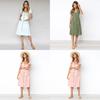 Nrj 2020 Hot Sale V-neck Button-up Short Sleeve Women's Dress With Pockets