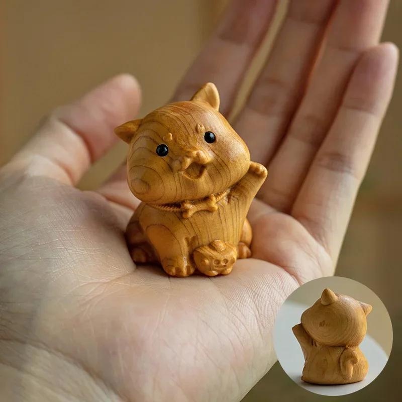 Mini Cute Wooden 12 Zodiac Snake Dragon Rat Rabbit Dog Chick Monkey Figures Animal Fun Desktop Ornament Home Decor Birthday gift