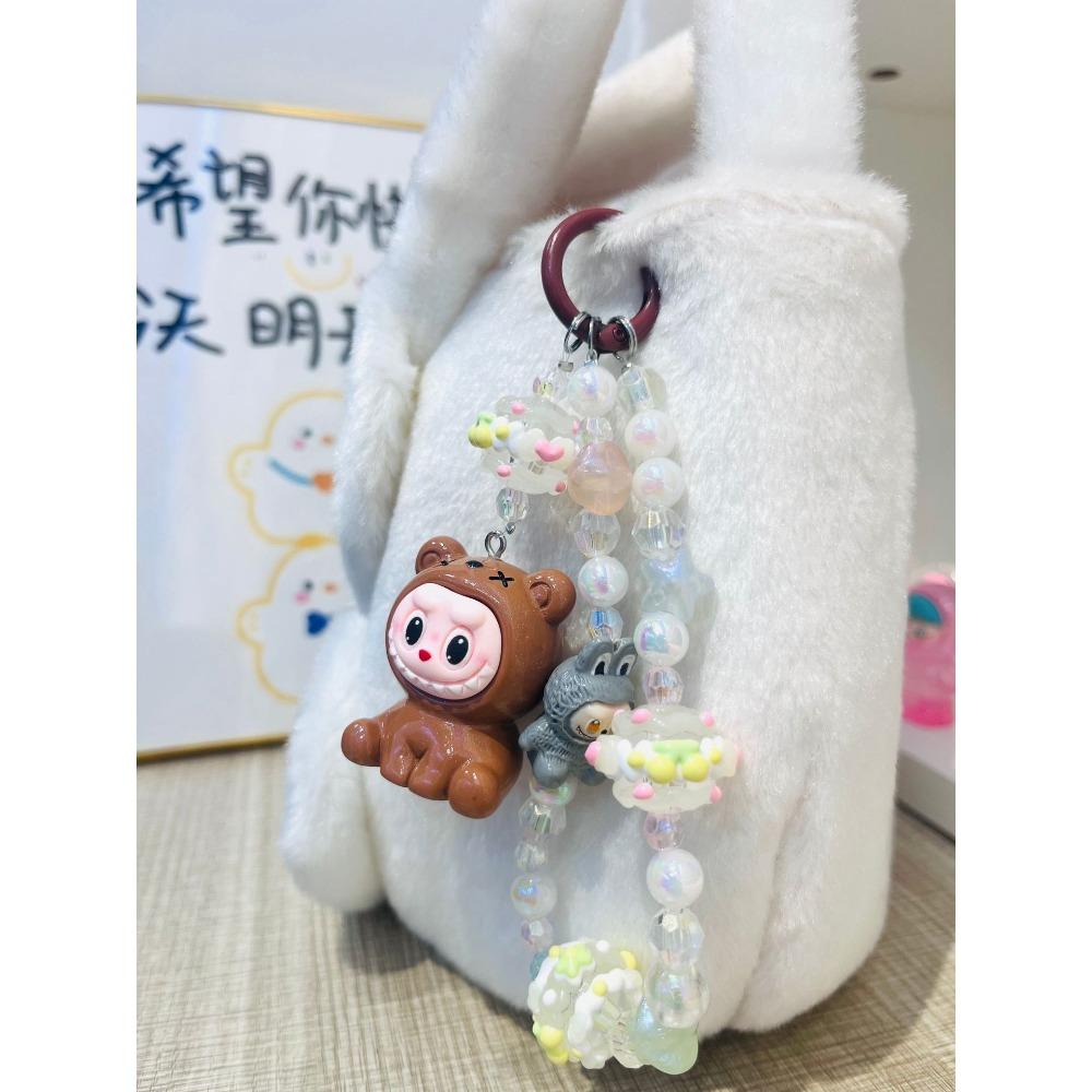 Flocking Wizard Keychain Doll Pendant Internet Celebrity Cute Cartoon Bag Accessories Gift
