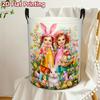 1pc Foldable Laundry Basket with Rabbit & Floral Patterns - Space-Saving Collapsible Hamper Suitable For, Room, Dorm, Small Spaces, Portable Polyester