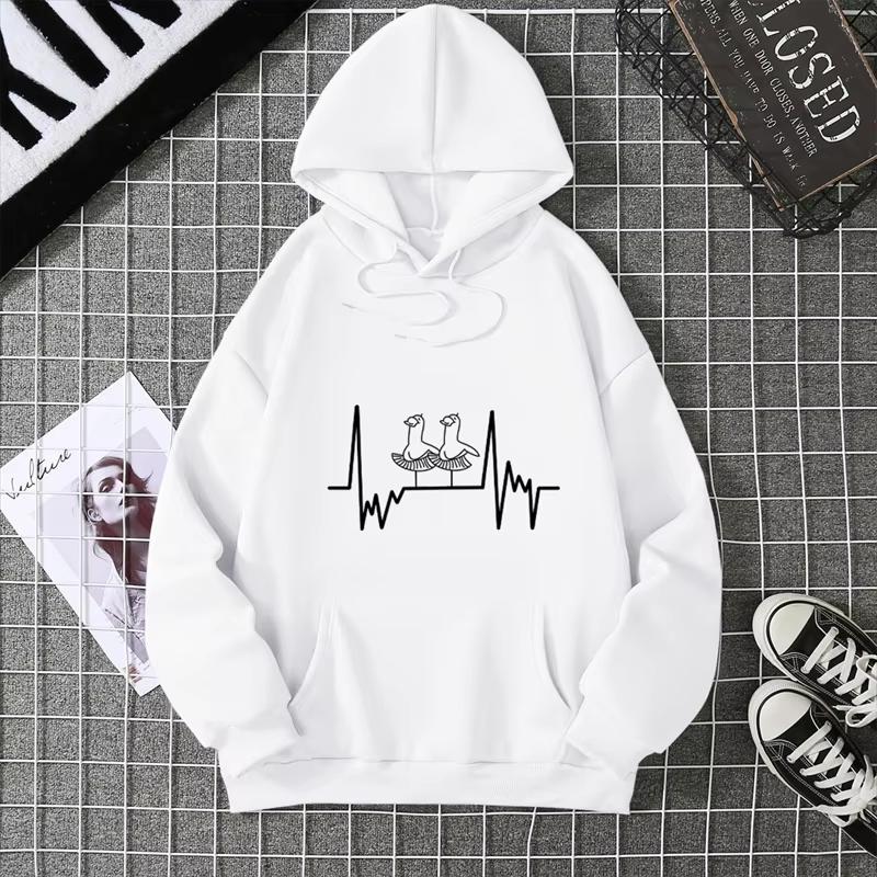 Heartbeat Runner Graphic Hooded Sweatshirts New In Hoodies & Sweatshirts Essentials Winter Thick Sweater Hoodie Women Clothes
