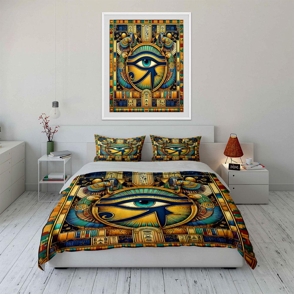 Eye of Horus motif. Bedding sets Duvet cover sets Duvet covers Pillowcases(1 * Duvet Cover 2 * Pillowcases without duvet insert)