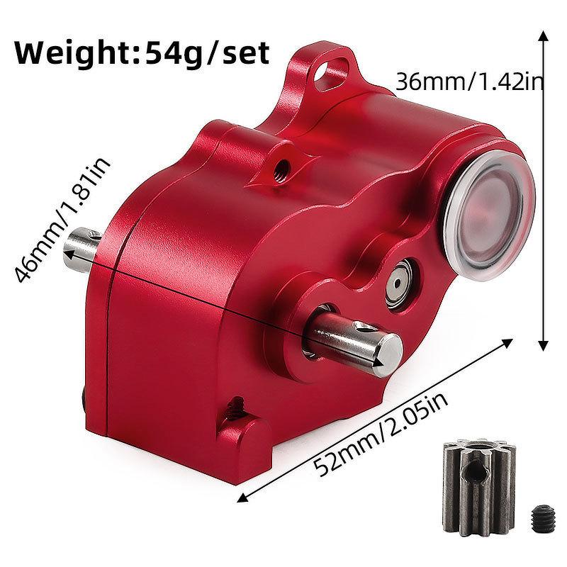 LCG Aluminum Transmission Gearbox for 1/10 RC Crawler SCX10, Lightweight Metal Gearbox 9T Motor, 1:9 Ratio, 540/550 Compatible