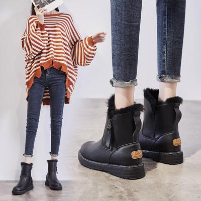 Women's Boots Autumn and Winter New Medium Boots Women's Thick-soled Side Zipper Versatile Snow Boots Women's Leather Casual Women's Boots