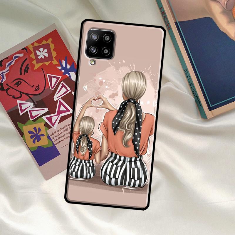 Black Brown Hair Baby Mom Girl Son Case For Samsung Galaxy A52 A32 A12 A33 A06 A16 A26 A36 A56 A15 A53 A13 A34 A54 A14 A35 A55