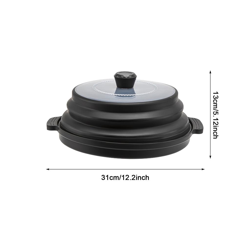 Portable Transparent Microwave Heating Cover with Base Foldable Food Lid for Storage and Reheating