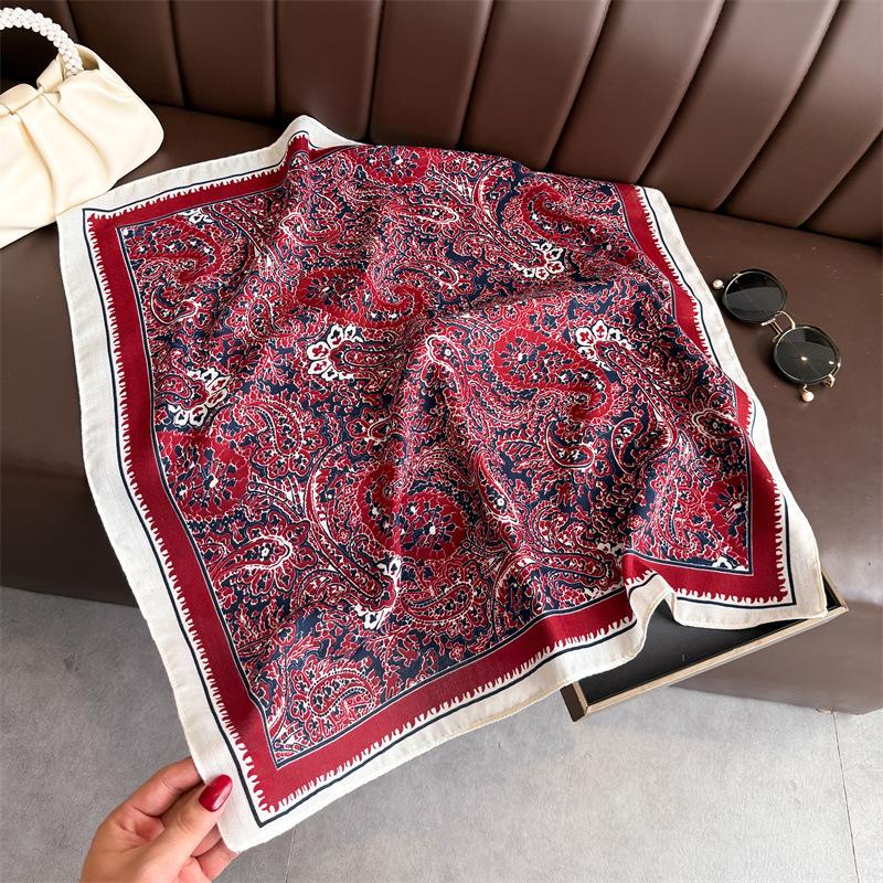 New Cashew Print Female Neck Scarf Cotton Linen Feeling Women Hair Scarves Foulard Head Band Shawls Wraps Neckerchief Bandana