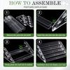 2 Pack 5 Tier Acrylic Card Display Stand with 4 Mini Triangle Display Holder for Greeting Sports Cards,Postcards, Business Cards