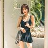 Hot Spring Swimsuit Sexy Backless Steel Tray Gathers To Cover the Belly and Look Thin One-piece Flat-angle Skirt Swimsuit 