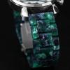 Salvatore Marra Watch Chronograph Multi-faceted Glass Acetate Belt Gradient Men's Green Gold SM19104A-SSGRGD