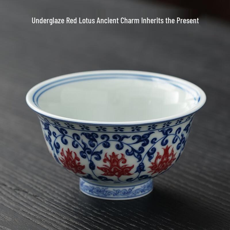 Jingdong Zhizao Yulihong Glazed Lotus Ceramic Tea Cup