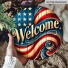 2D Flat, 1pc Patriotic Welcome Sign Wall Art - Reusable Aluminum Etched Decor for Home, Kitchen, Restaurant, Bedroom, Garden, Bathroom, Garage