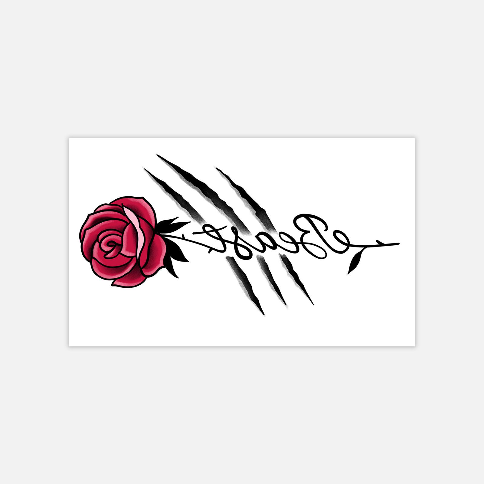 Dark Rose Scratches English Short Sentences Tattoo Stickers Collarbone Tattoo Stickers 10*6