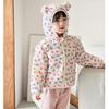autumn cute Flower print coats Girls' warm cotton-padded children's clothes fashion style blue winter baby girl thickened short cotton-padded jacket