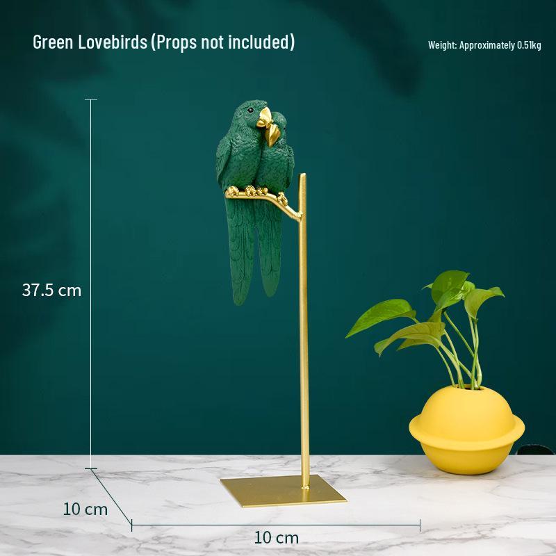 European Creative Parrot Resin TV Cabinet Ornament with Copper for Living Room Decor