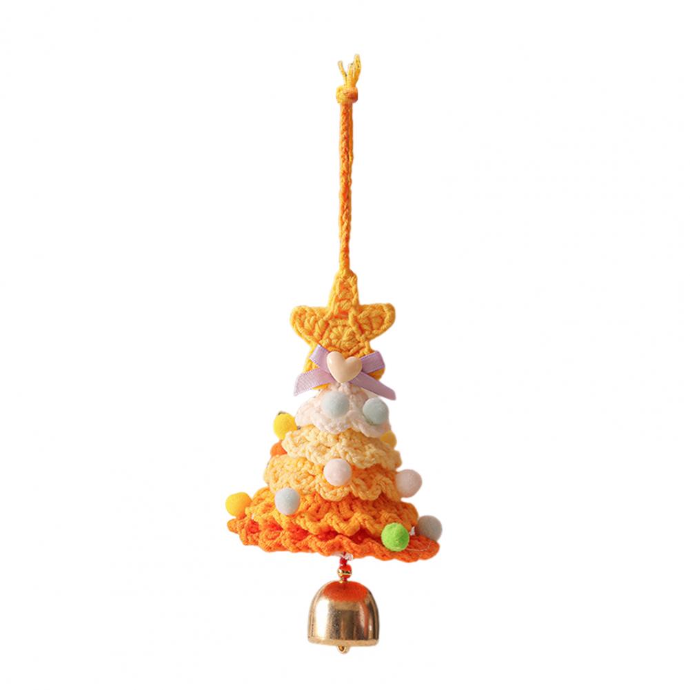 Feiertags-Partydeko Dekorativer Baum Hängeanhänger Festliche Gestrickte Weihnachtsbaum-Ornamente mit Goldener Klingelglocke für Feiertage