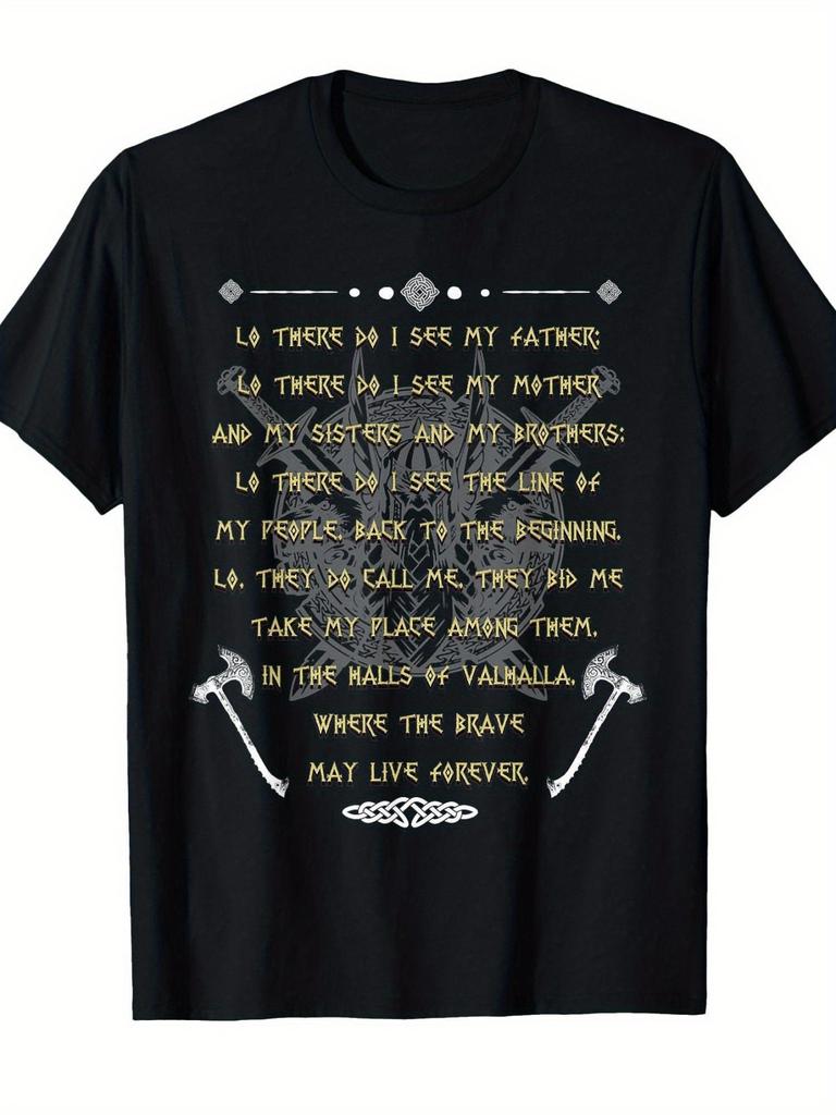 Men's Viking Prayer Before The Battle TShirt Viking Warrior Design with Norse Prayer & Viking Graphic Regular Fit Crew Neck AllSeason Casual Wear Mach