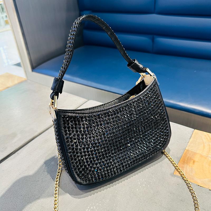 

Женская сумка розового цвета Guangzhou Hot Diamond Mini Celebrity Chain Dinner Bag Сумка через плечо с цепочкой чёрный