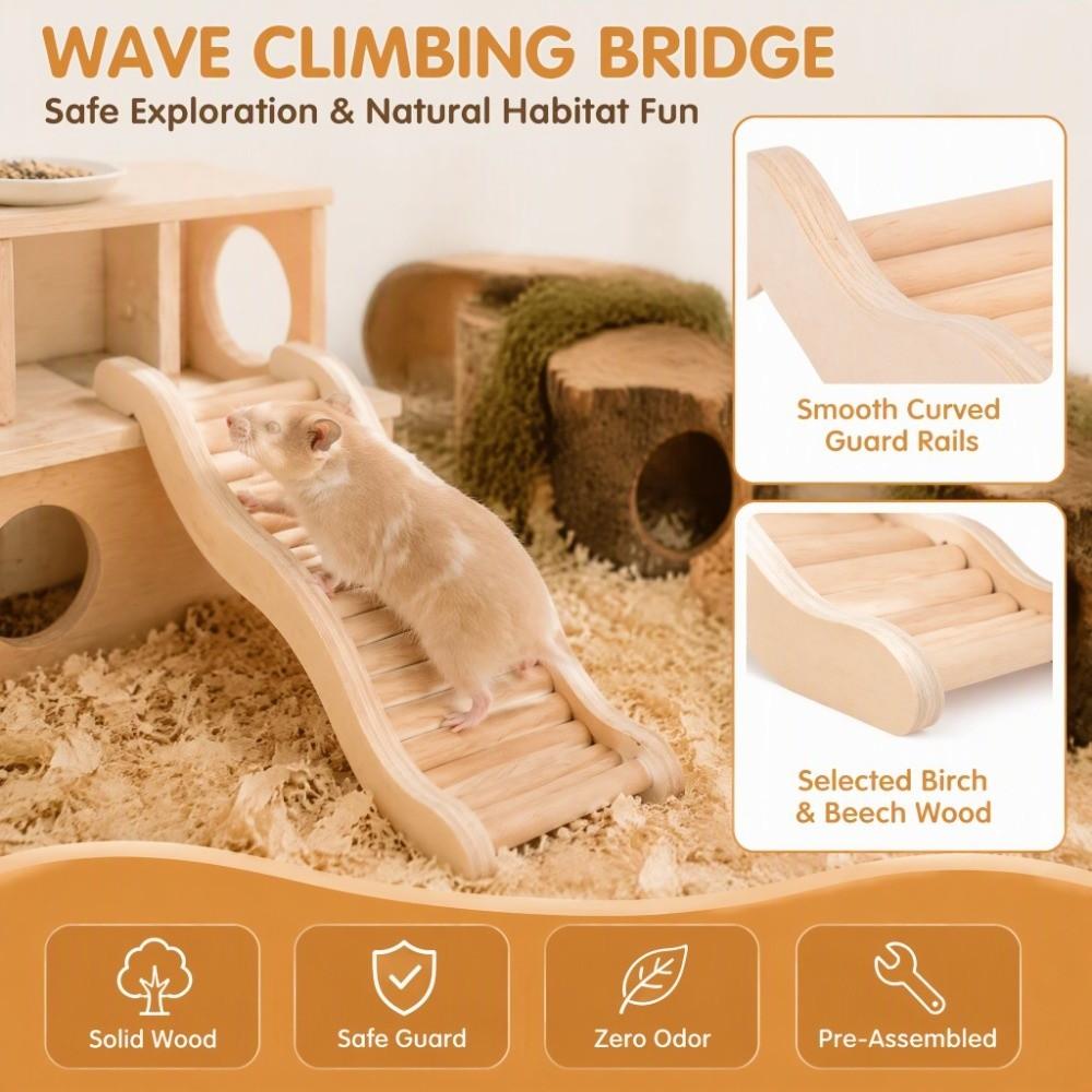 Optional Size Wooden Hamster Bridge Easy Installation Hamster Interactive Toy  Small Pets