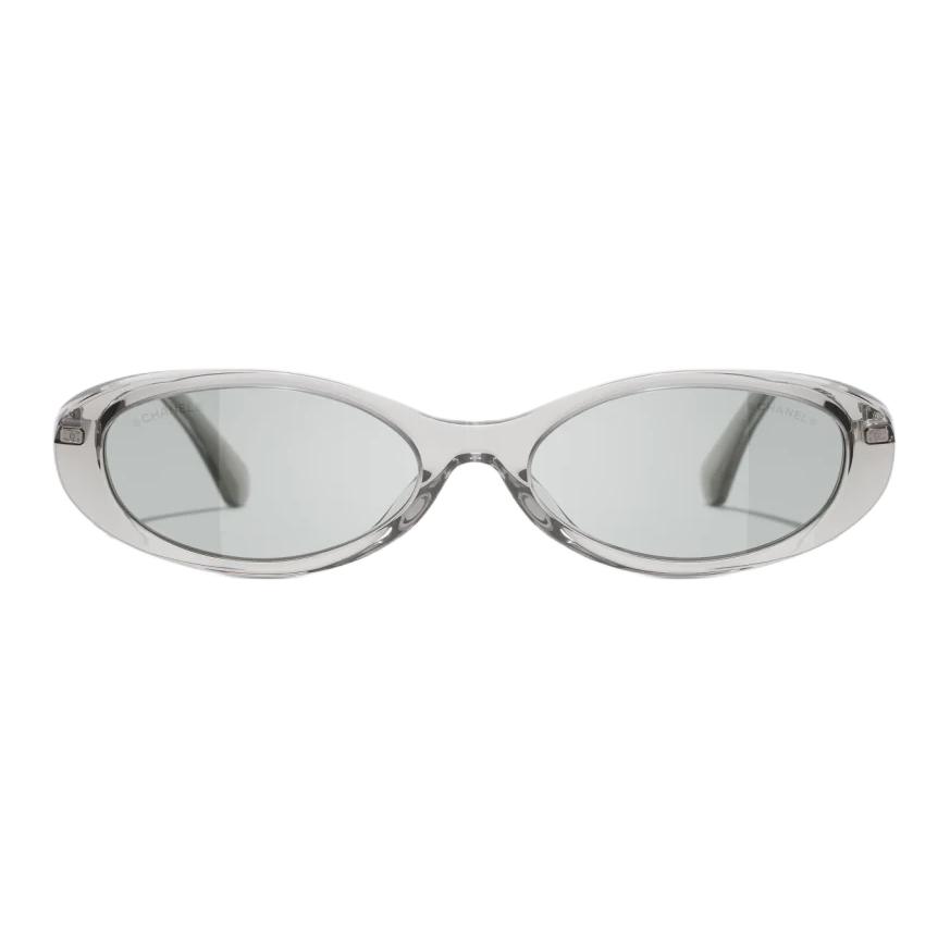 Chanel Logo Design Acetate Oval Sunglasses Unisex sunglasses Light-Gray A71781-X06081-S8763