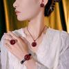 Autumn and Winter New Huabi Jewelry Copper Bottom Gold-plated Simulation Red Corundum Advanced Black Gold Set Main Stone 16-10m