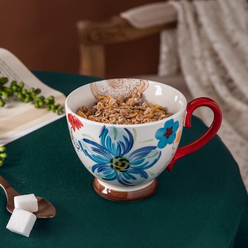 JOYYE Hand-Painted Ceramic Mug with Spoon - Huayuru Collection