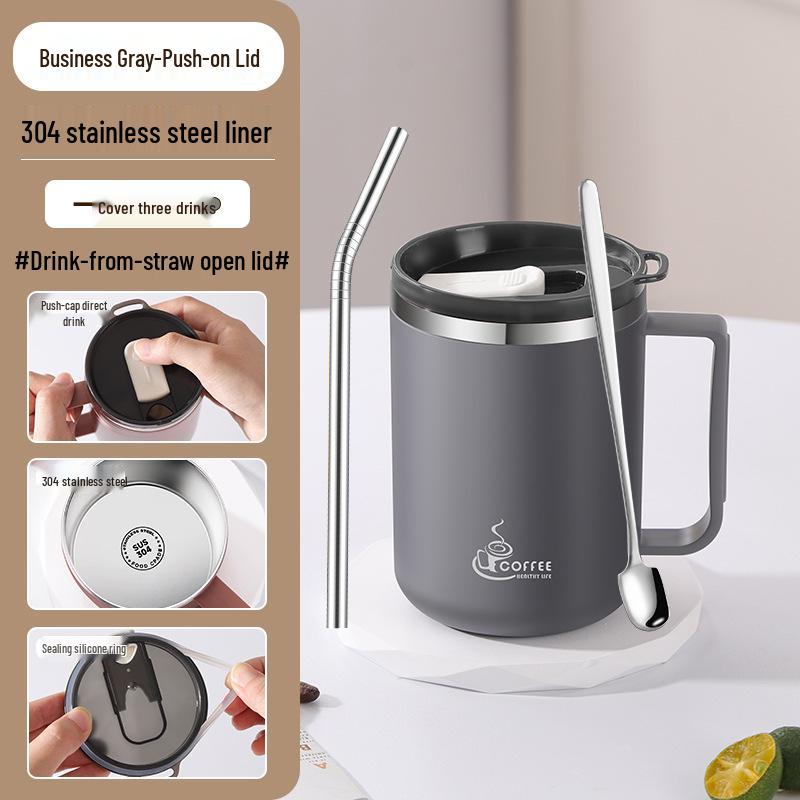 Drop-Proof 304 Stainless Steel Mug with Lid for Home, Office, or Dorm Use