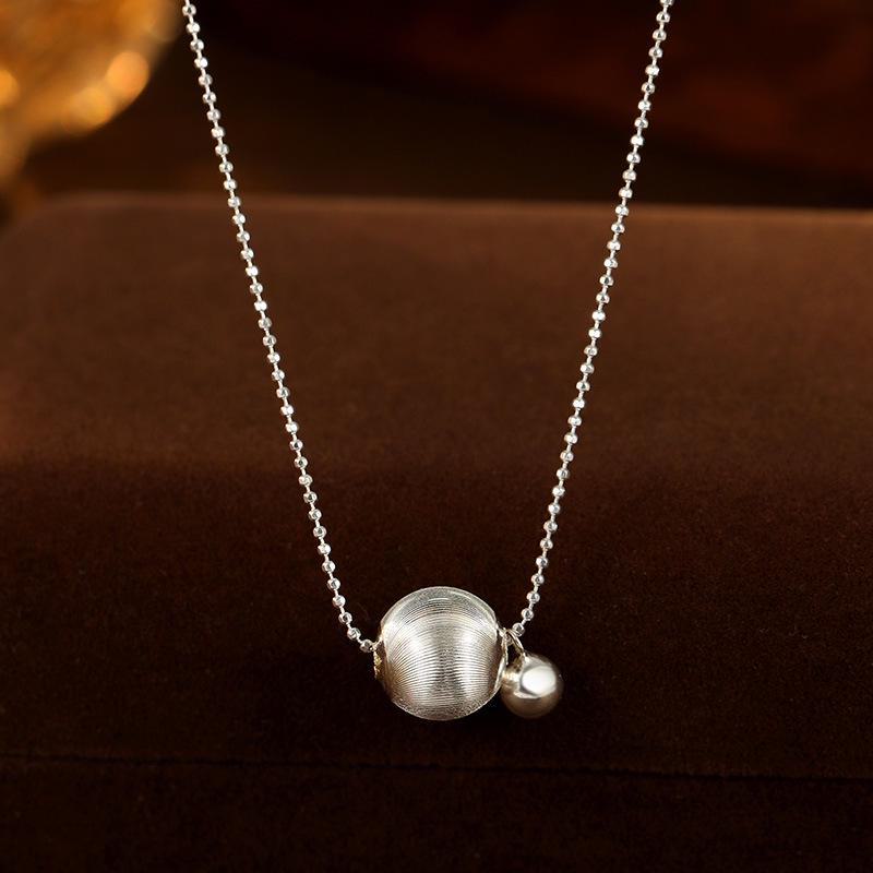 Banyan Tree S925 Silver Minimalist Ball Sweater Chain - Women's Korean-Style Versatile Necklace