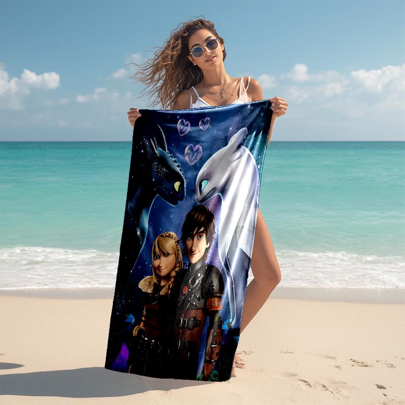 1pc Toothless1 Beach Towel, Comfortable and Thick, and Swimming/Bath/Picnic/Camping Towel, Suitable for Seaside Beaches