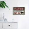 Vintage Metal Cat Sign Funny Wall Art 8x12 Inch Home Security Decor
