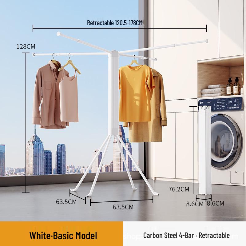 Floor-Standing Retractable Folding Clothes Rack for Indoor and Balcony Use