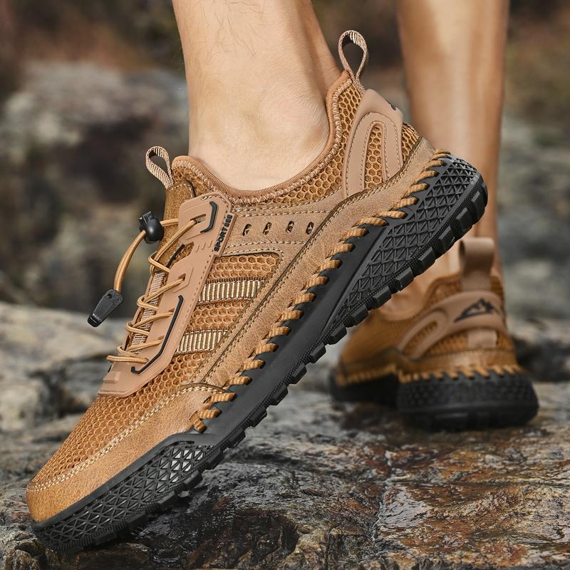 Fashion Anti-collision Toe Male Treking Footwear Classic Casual Summer Shoes Men's Breathable Mesh Shoes Summer Outdoor Walking Sneakers
