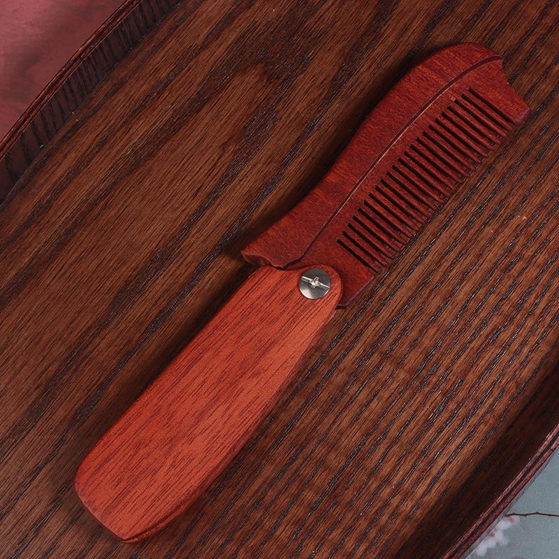 Herren Taschenkamm Klappbarer Holzkamm Bartkamm Sandelholz Haarkämme für Männer Perfekt zur Anwendung mit Bartbalsam