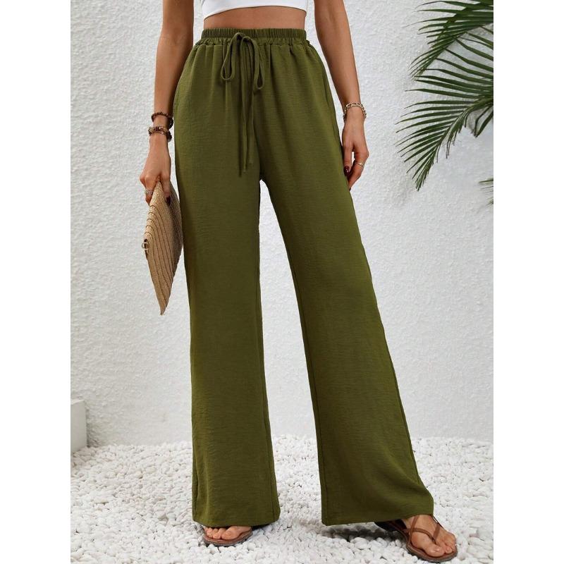 Spring Summer Women's Pants Solid Colour Trailing Wide Leg Pants Casual Pants