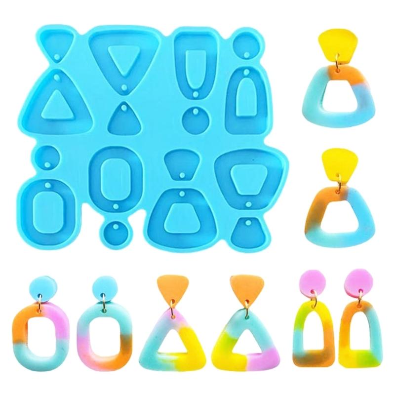 4 Styles Combined Geometry Earrings Silicone Molds Suitable for Epoxy Resin  Crafts Ornament Pendant Keychain Making