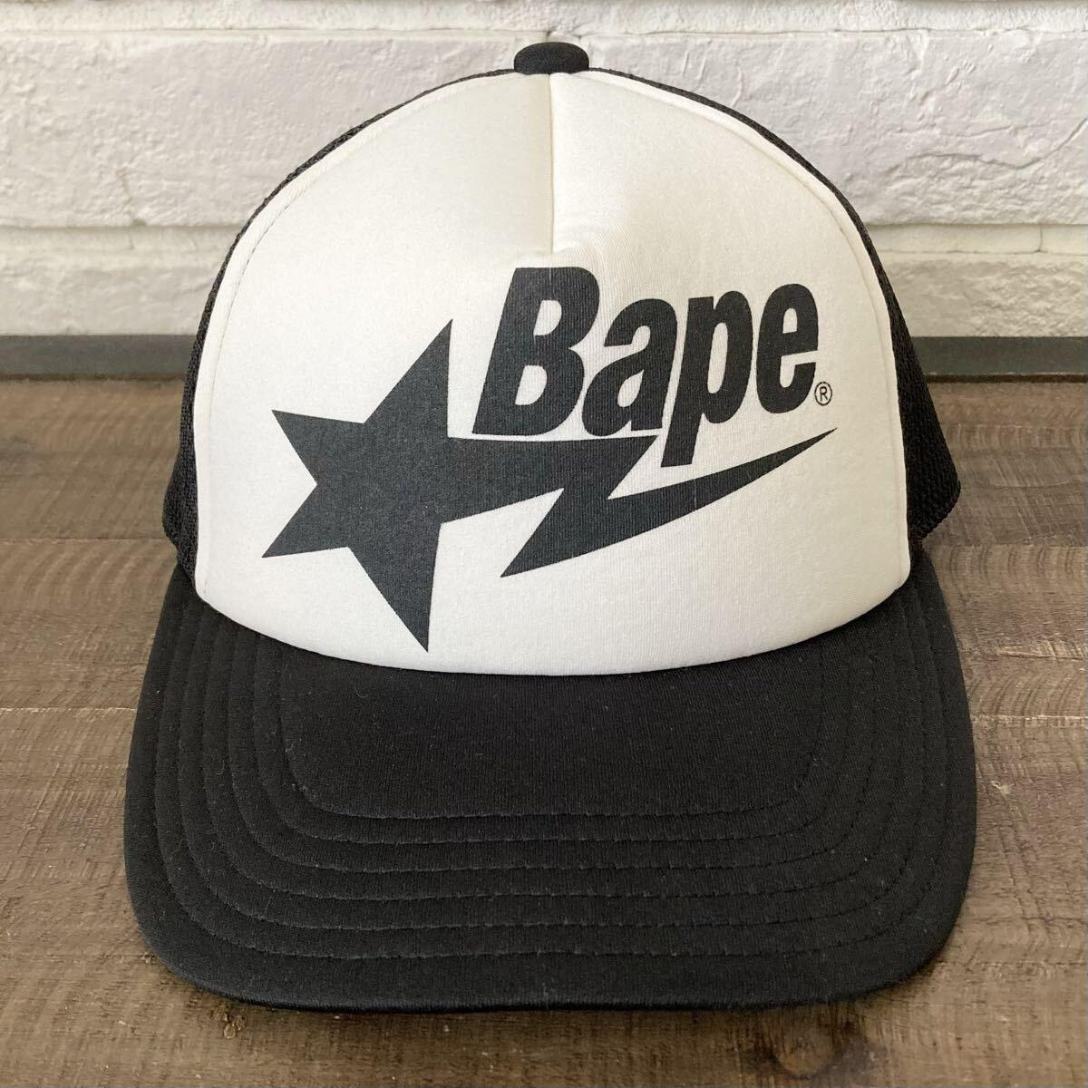 Used BAPESTA LOGO mesh cap black a bathing ape star BAPE sta trucker hat cap ape ape hat y6746