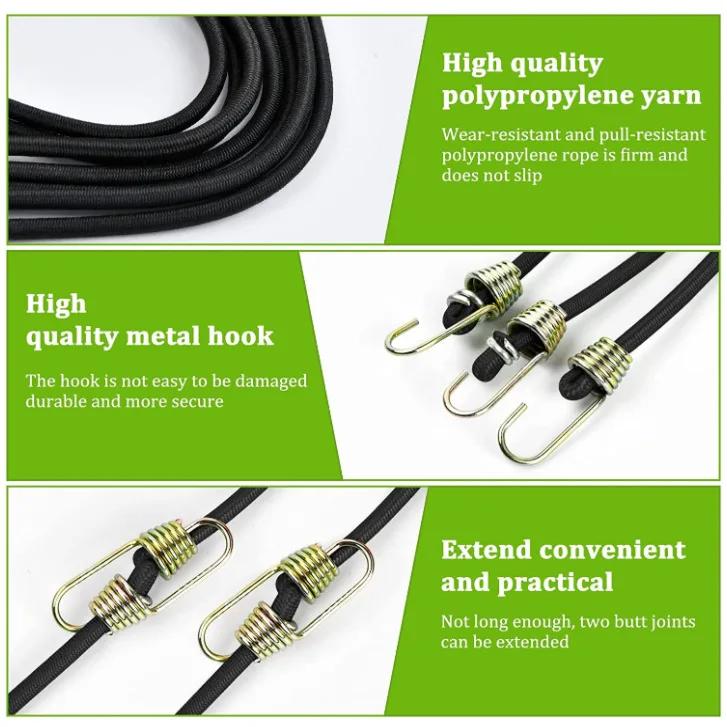 Elastic Bungee Cord Heavy Duty Luggage Straps Rope Hooks 25cm Stretch Tie Tent Outdoor Accessories