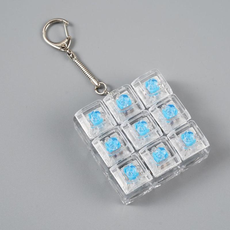 Led Light-Up Keychain Keyboard Clickable Button Fidget Toy For Stress Anxiety Relief Portable Desk Accessory Office Decor Gift
